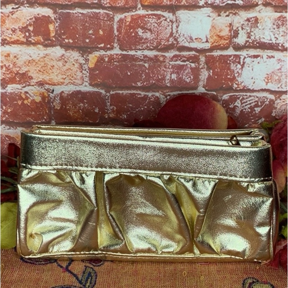 Vintage Gold Lame Trifold Clutch